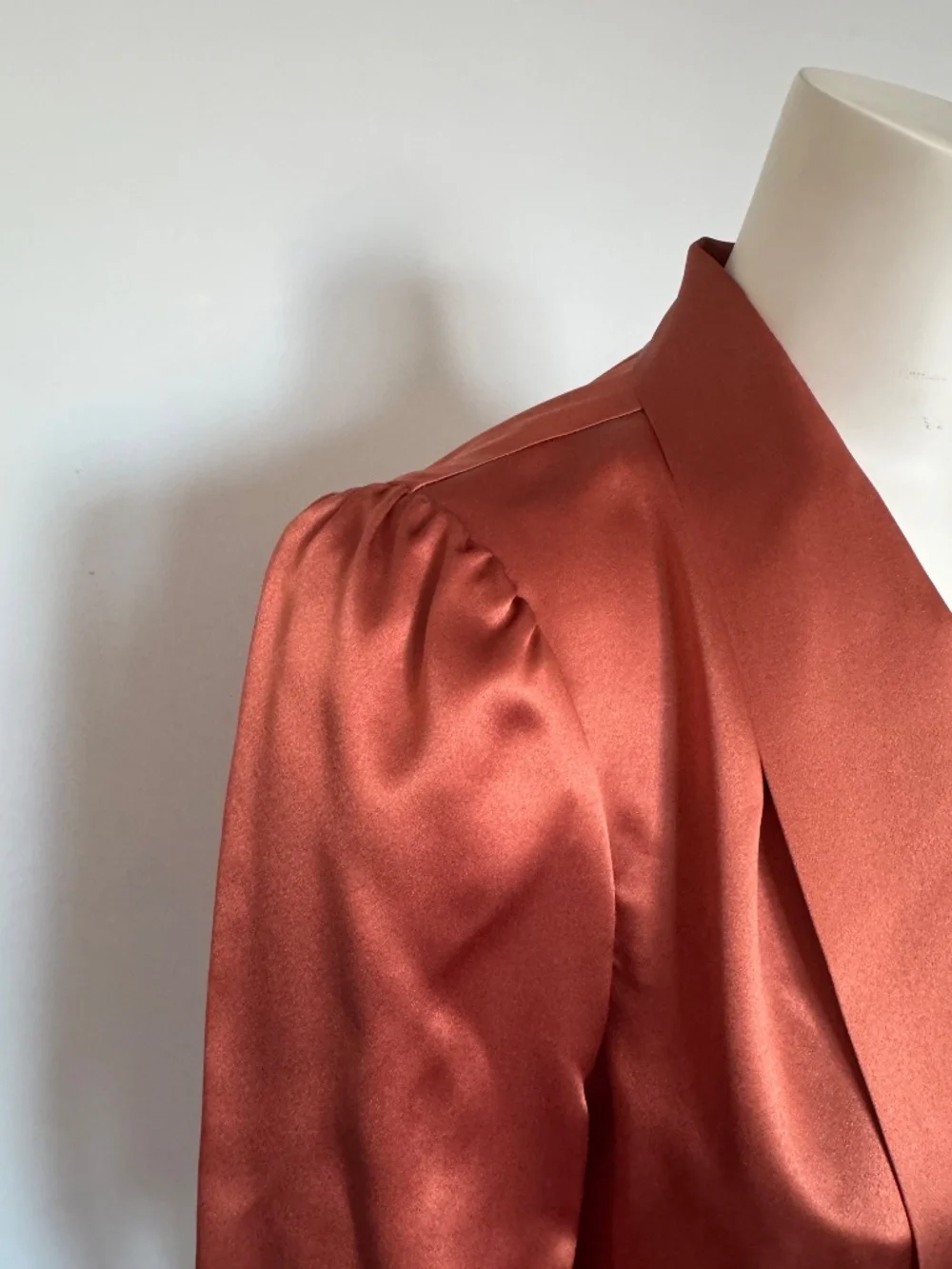 Tory Burch Amber Rust Silk Satin Bow Blouse